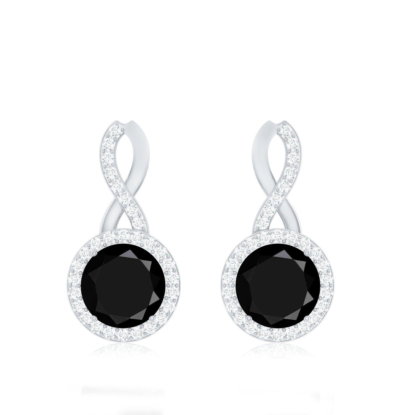 1.6 Carat Lab Grown Black and White Diamond Infinity Stud Earrings