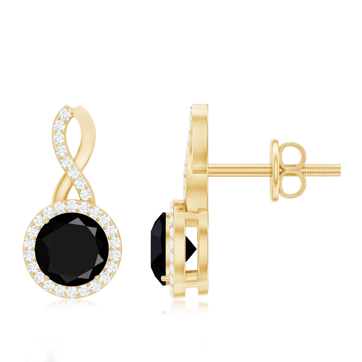1.6 Carat Lab Grown Black and White Diamond Infinity Stud Earrings