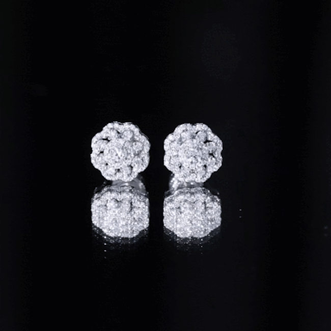 Certified Moissanite Big Flower Stud Earrings