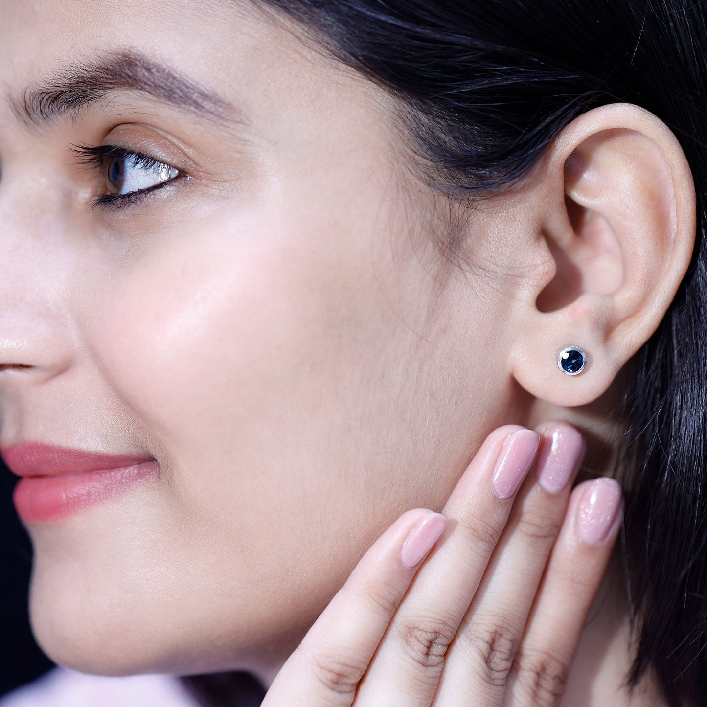 1.2 Carat Round Cut London Blue Topaz Solitaire Stud Earrings in Bezel Setting
