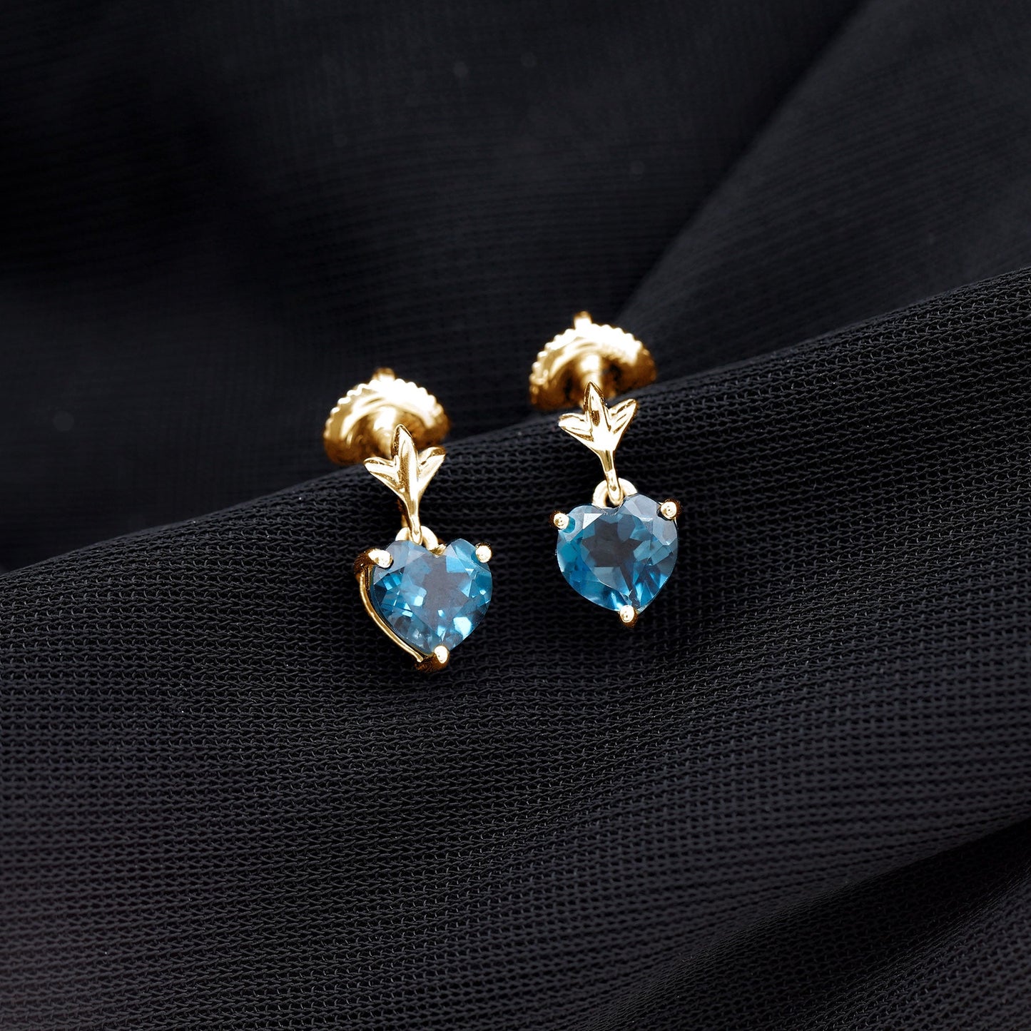 4 Carat London Blue Topaz Heart Drop Earrings for Women