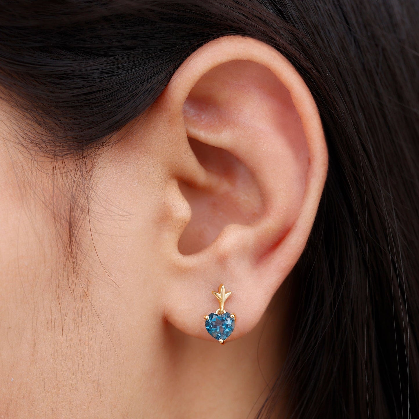 4 Carat London Blue Topaz Heart Drop Earrings for Women