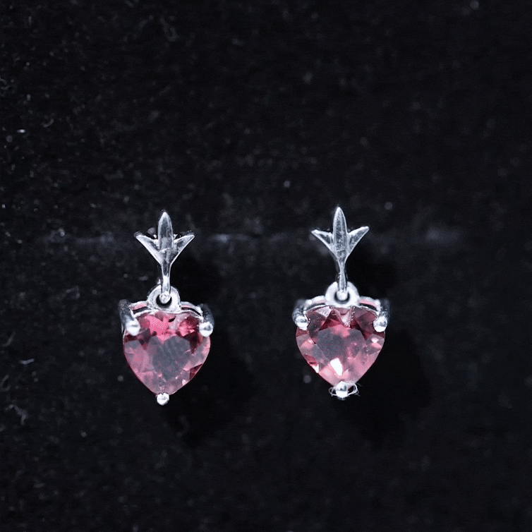 1.8 Carat Heart Shape Pink Tourmaline Drop Earrings