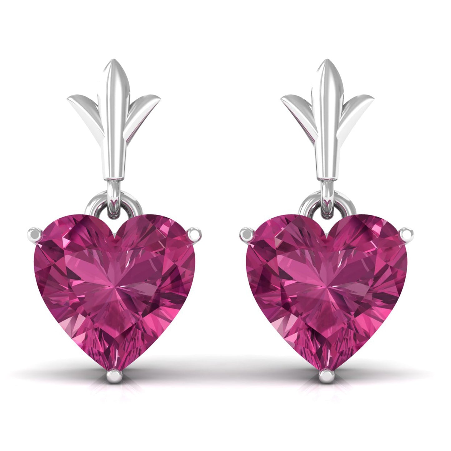 1.8 Carat Heart Shape Pink Tourmaline Drop Earrings