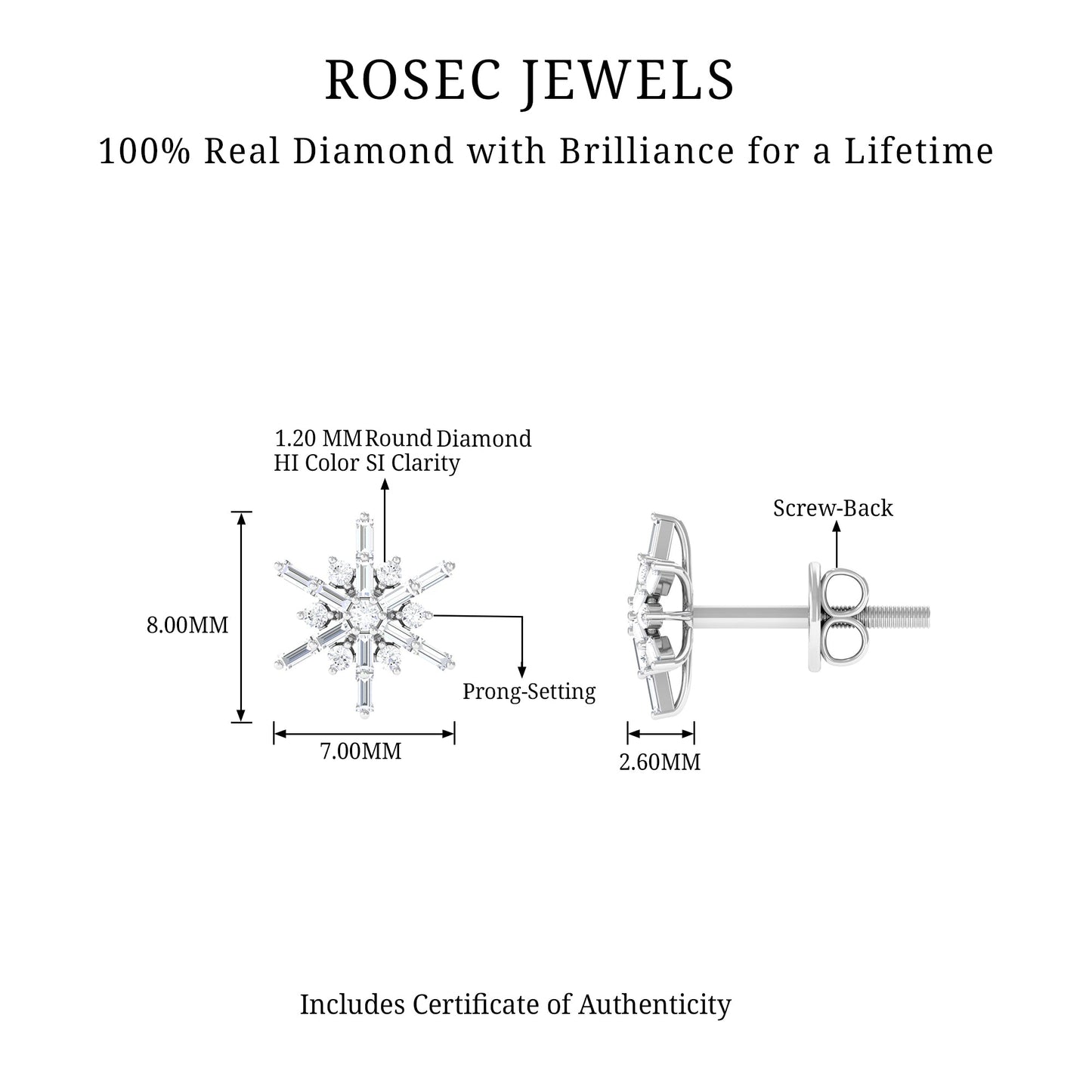 Minimal Diamond Snowflake Stud Earrings