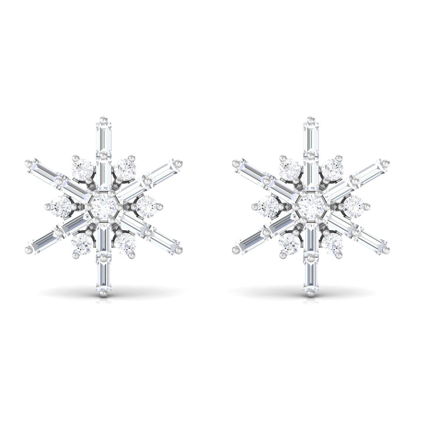 Minimal Diamond Snowflake Stud Earrings