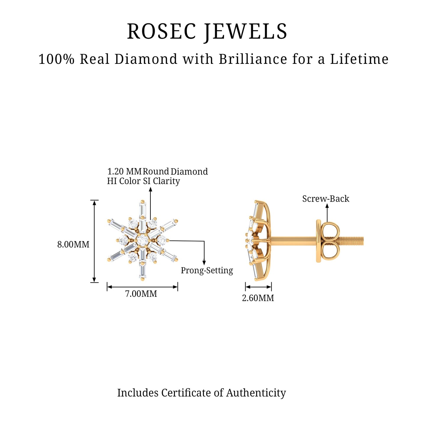 Minimal Diamond Snowflake Stud Earrings