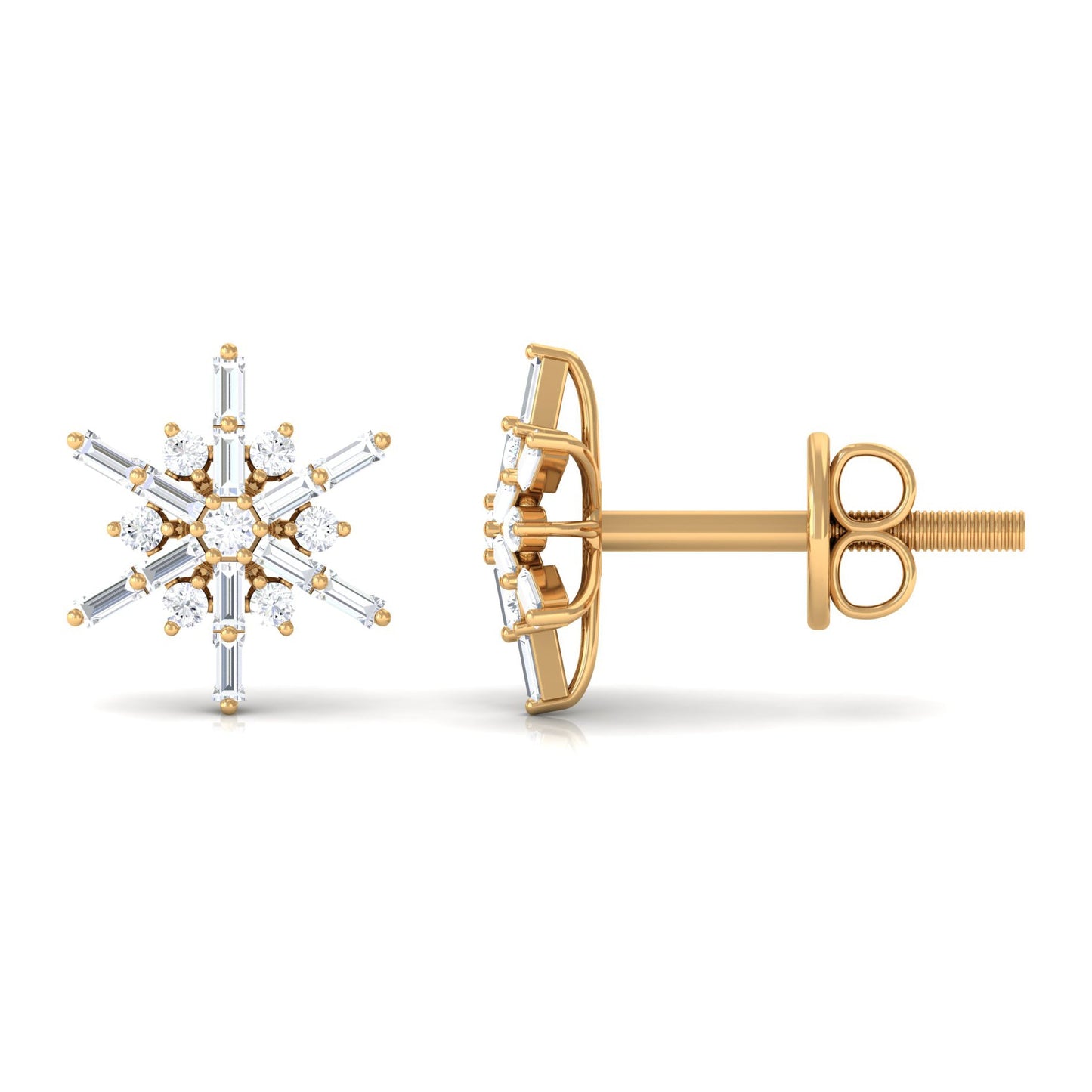Minimal Diamond Snowflake Stud Earrings