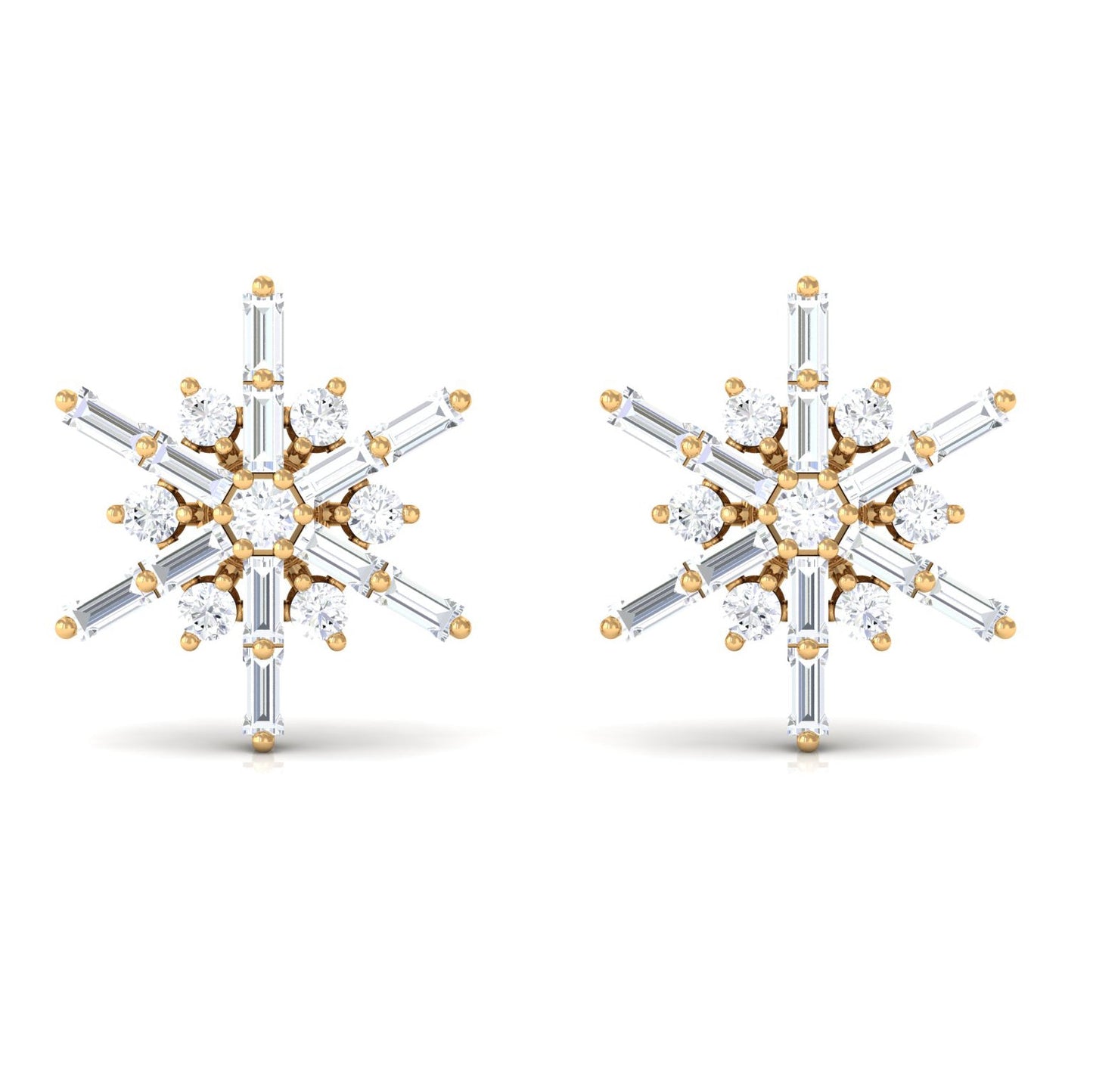 Minimal Diamond Snowflake Stud Earrings