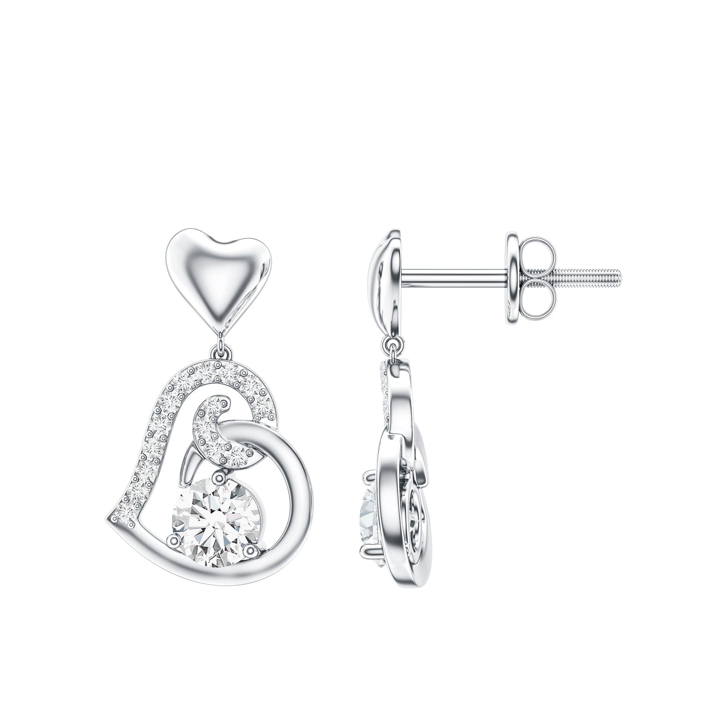 0.6 Carat Moissanite Heart Drop Earrings for Women
