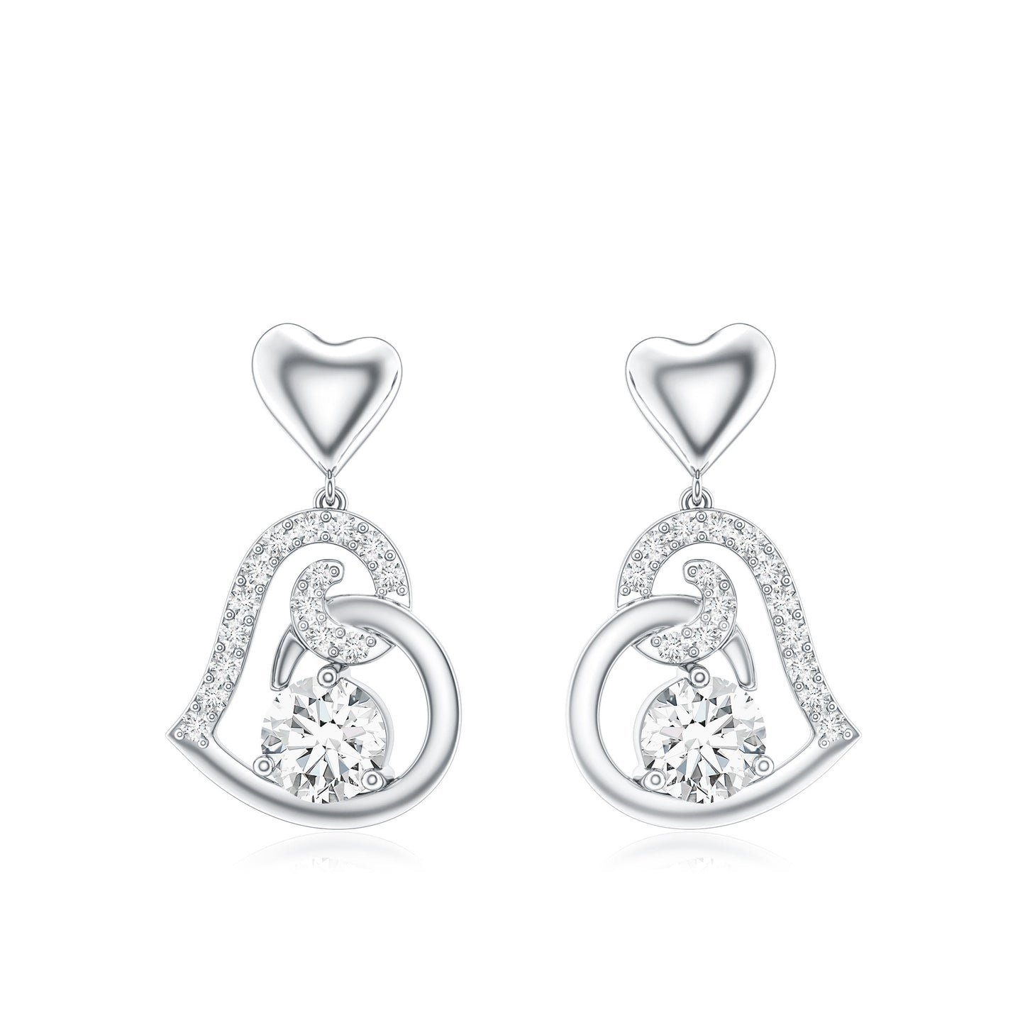 0.6 Carat Moissanite Heart Drop Earrings for Women
