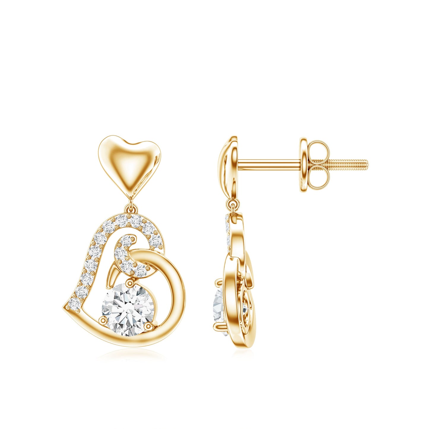 0.6 Carat Moissanite Heart Drop Earrings for Women