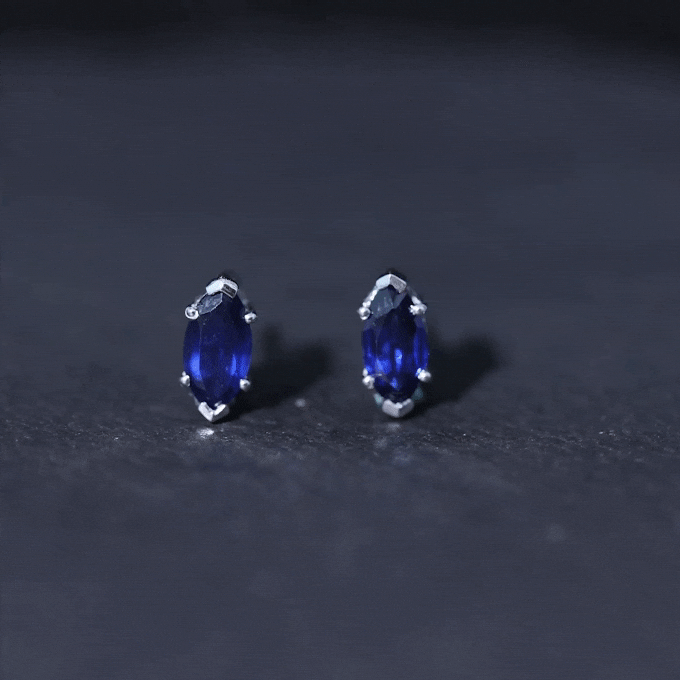 1.5 Carat Marquise Lab Created Blue Sapphire Stud Earrings