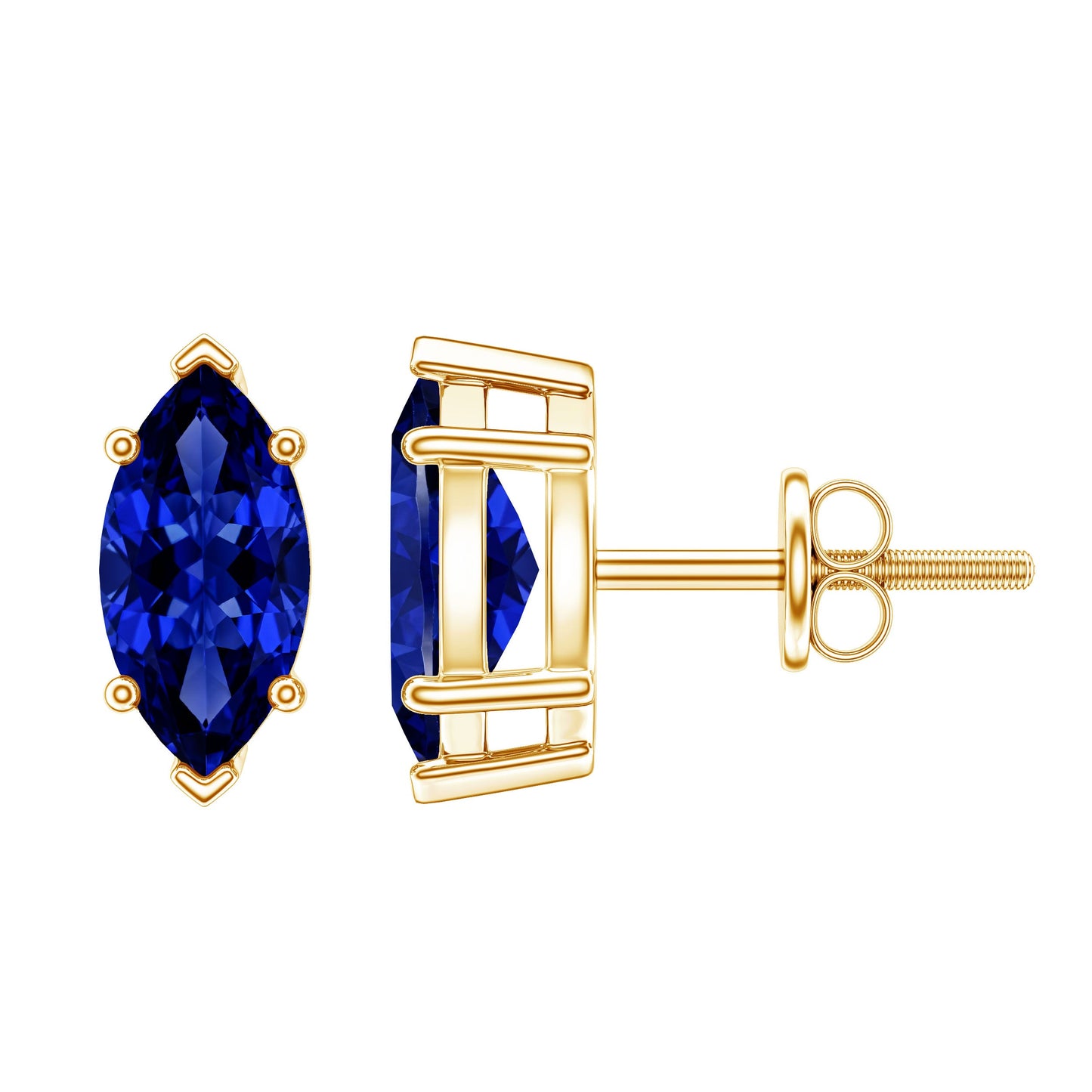 1.5 Carat Marquise Lab Created Blue Sapphire Stud Earrings