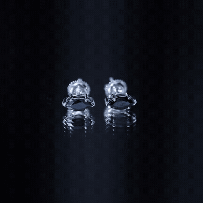 1.68 Carat Marquise Cut Lab Grown Black Diamond Stud Earrings