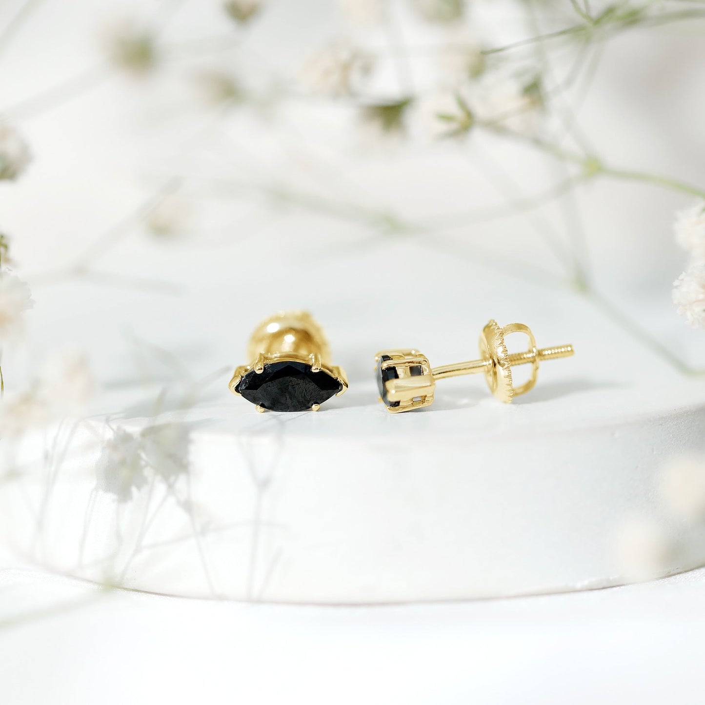 1.68 Carat Marquise Cut Lab Grown Black Diamond Stud Earrings