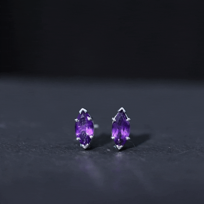 1.48 Carat Marquise Cut Amethyst Solitaire Stud Earrings