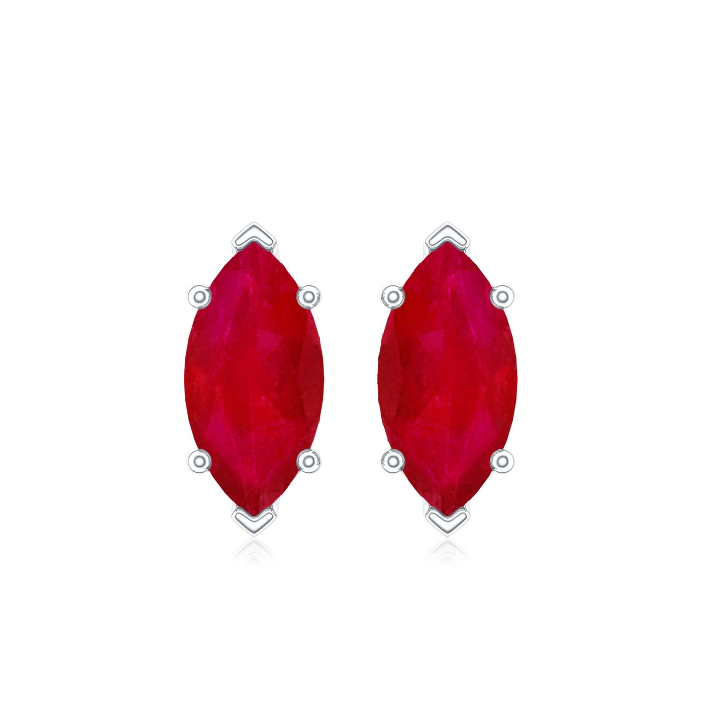 Natural 1.5 Carat Marquise Ruby Stud Earrings with Screw Back