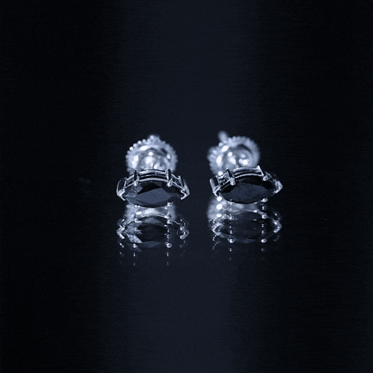 1.4 CT Marquise Black Spinel Solitaire Stud Earrings