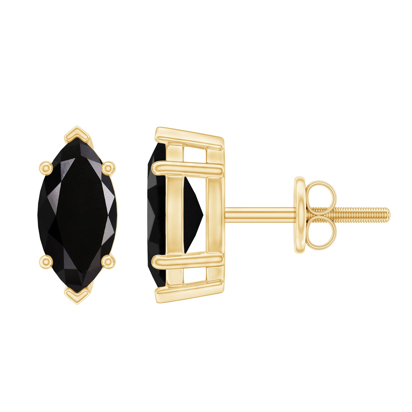 1.4 CT Marquise Black Spinel Solitaire Stud Earrings