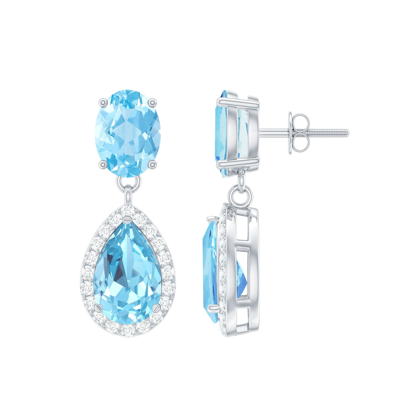 Certified Aquamarine and Diamond Dangle Drop Earrings