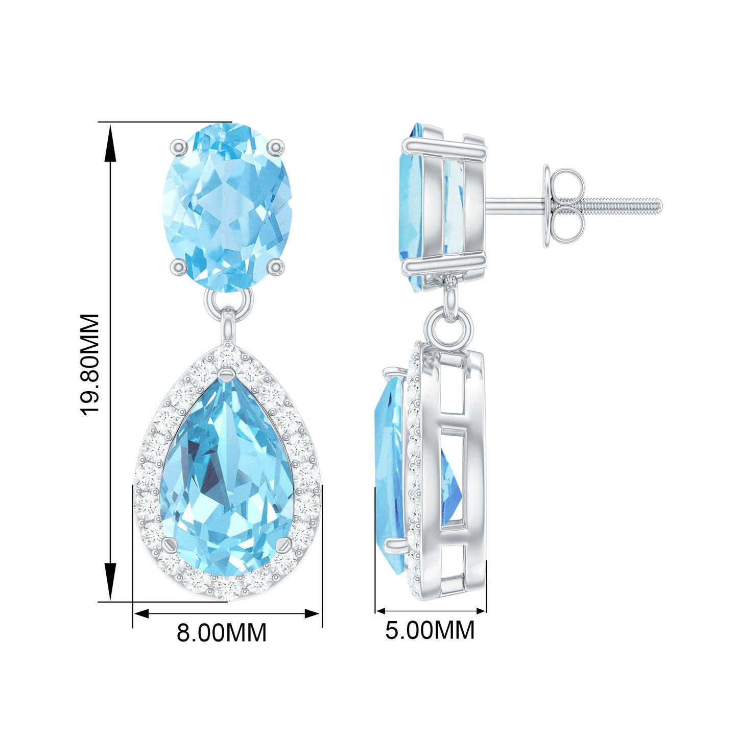 Certified Aquamarine and Diamond Dangle Drop Earrings