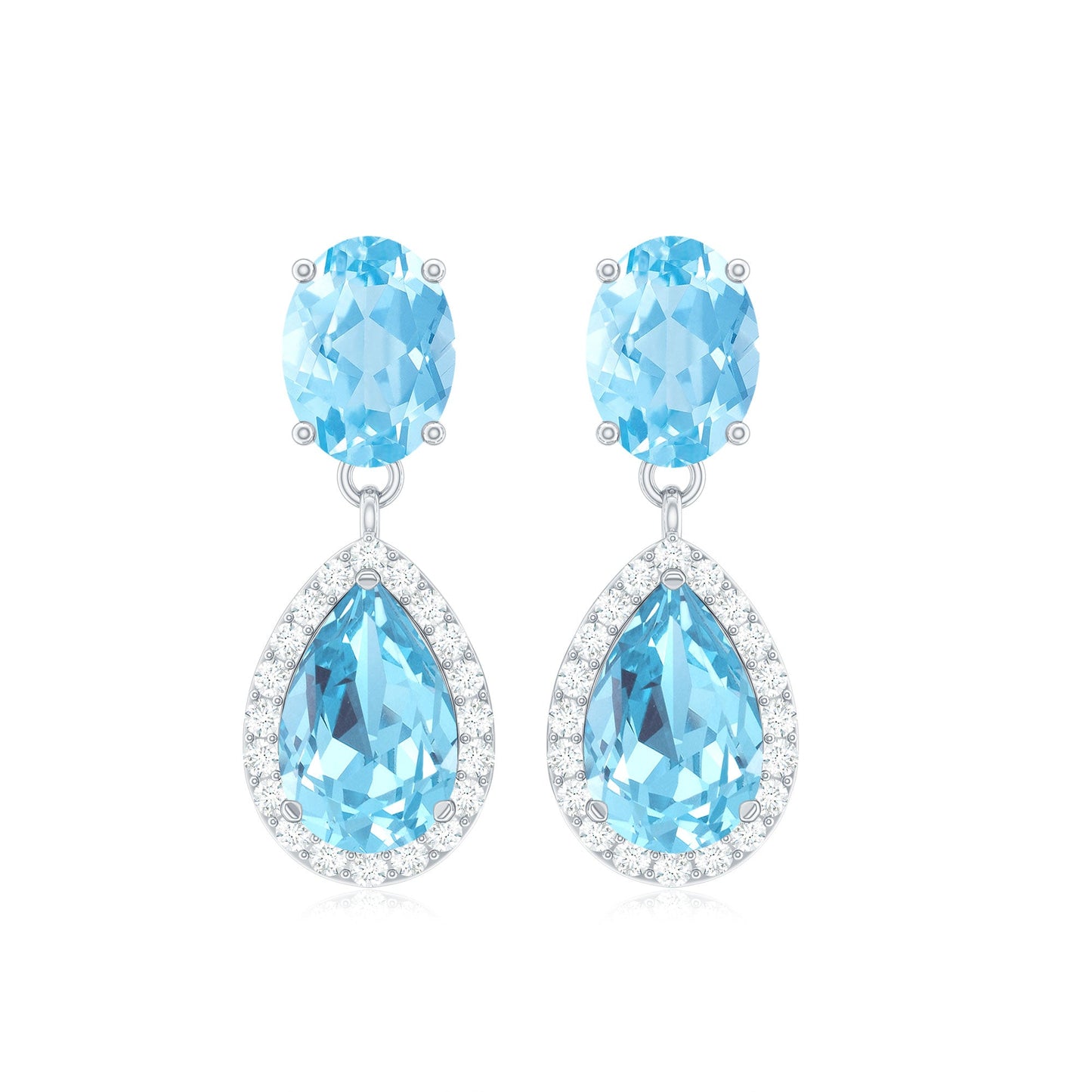 Certified Aquamarine and Diamond Dangle Drop Earrings