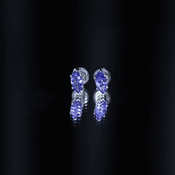 1.3 Carat Marquise Cut Tanzanite Solitaire Stud Earrings