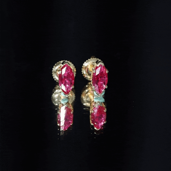 Certified Marquise Cut Lab Grown Ruby Everyday Stud Earring