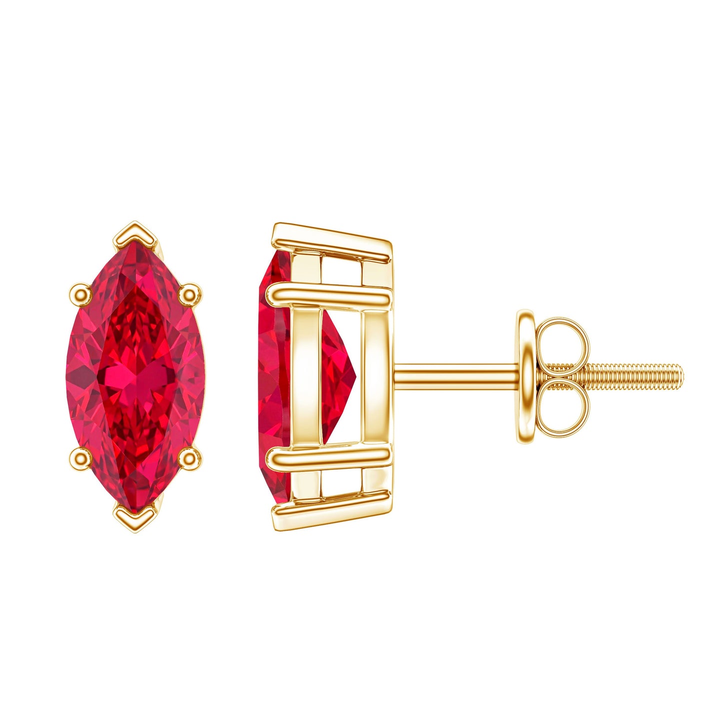 Certified Marquise Cut Lab Grown Ruby Everyday Stud Earring