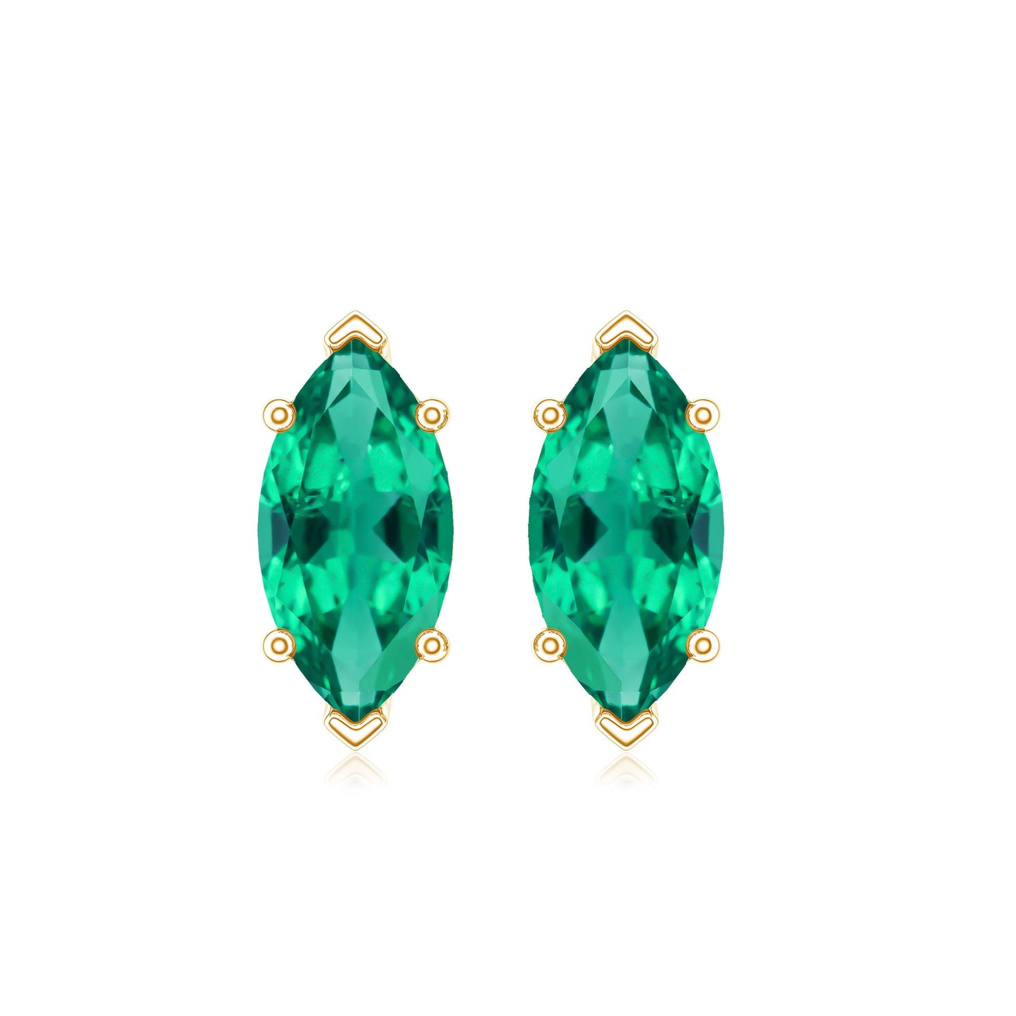 Marquise Cut 1.2 Carat Lab Created Emerald Solitaire Stud Earrings