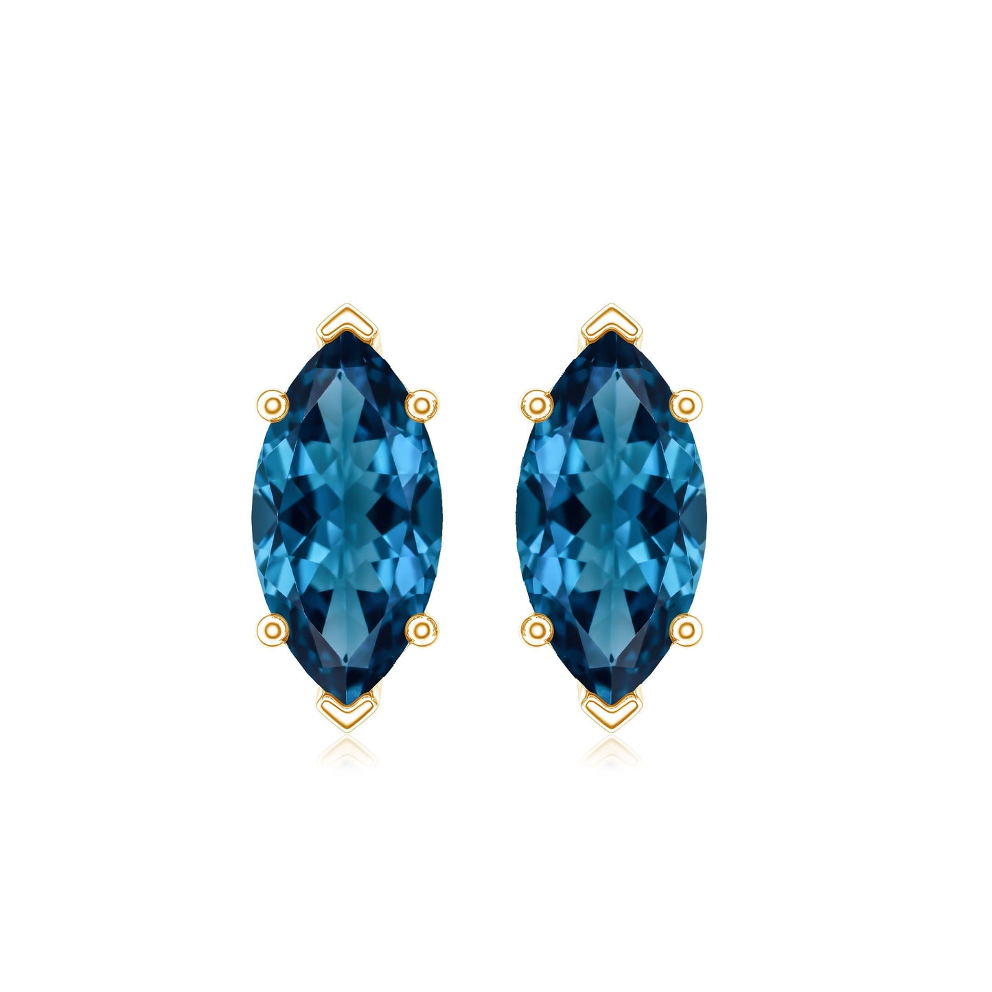 Marquise London Blue Topaz Solitaire Studs in Basket Setting