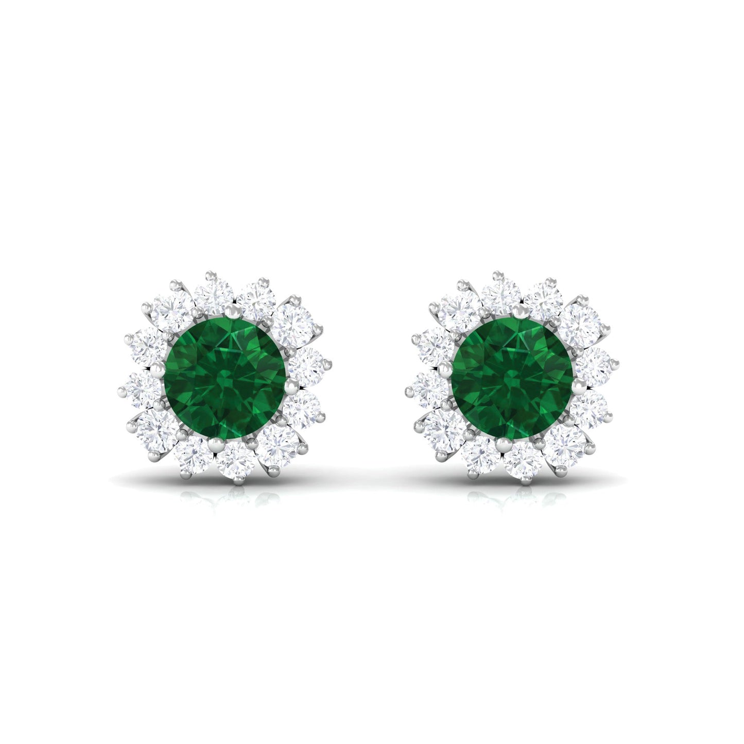 0.5 Carat Certified Created Emerald and Diamond Halo Stud Earrings
