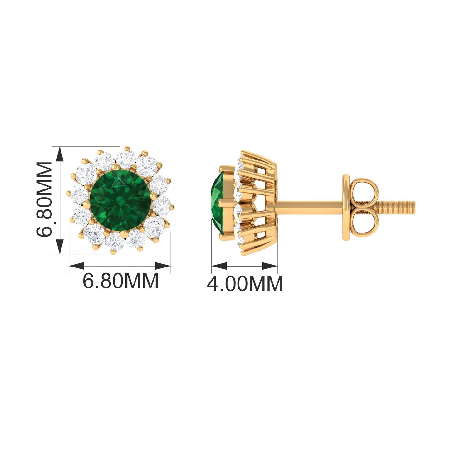 0.5 Carat Certified Created Emerald and Diamond Halo Stud Earrings