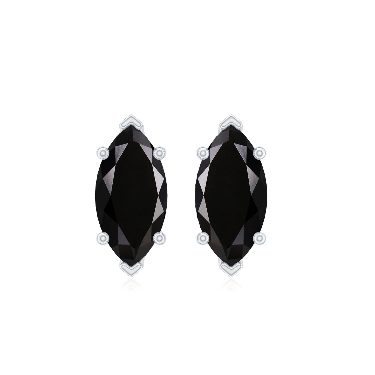 Genuine Black Onyx Marquise Stud Earrings with Certificate