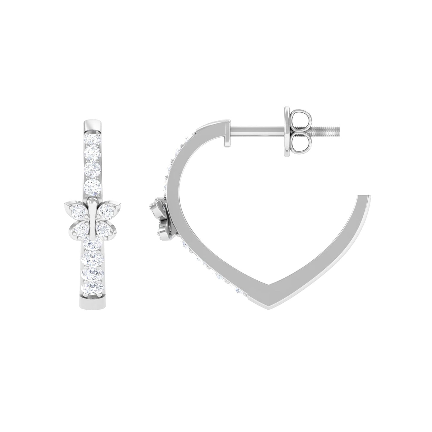Certified Diamond Butterfly Hoop Earrings