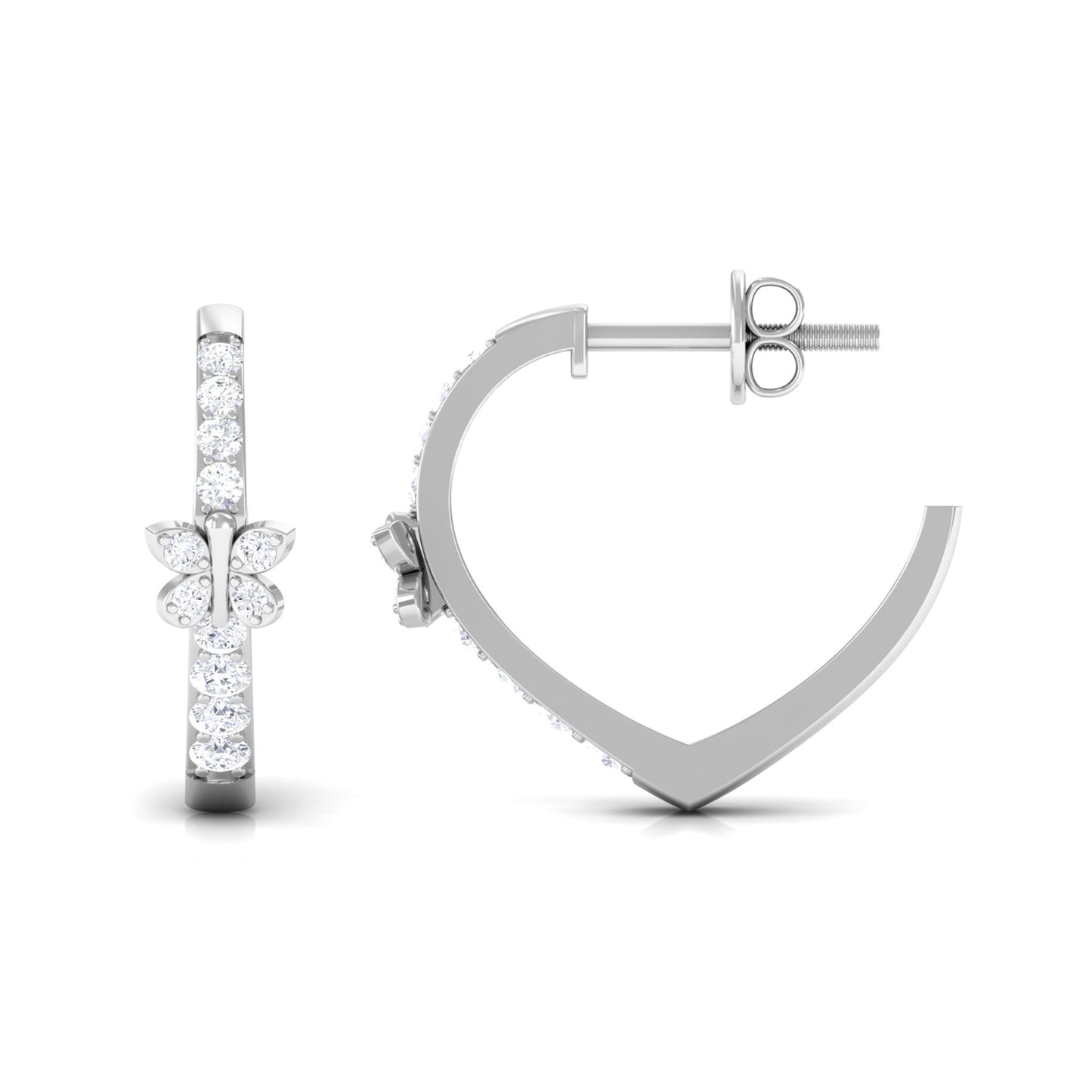 Certified Diamond Butterfly Hoop Earrings