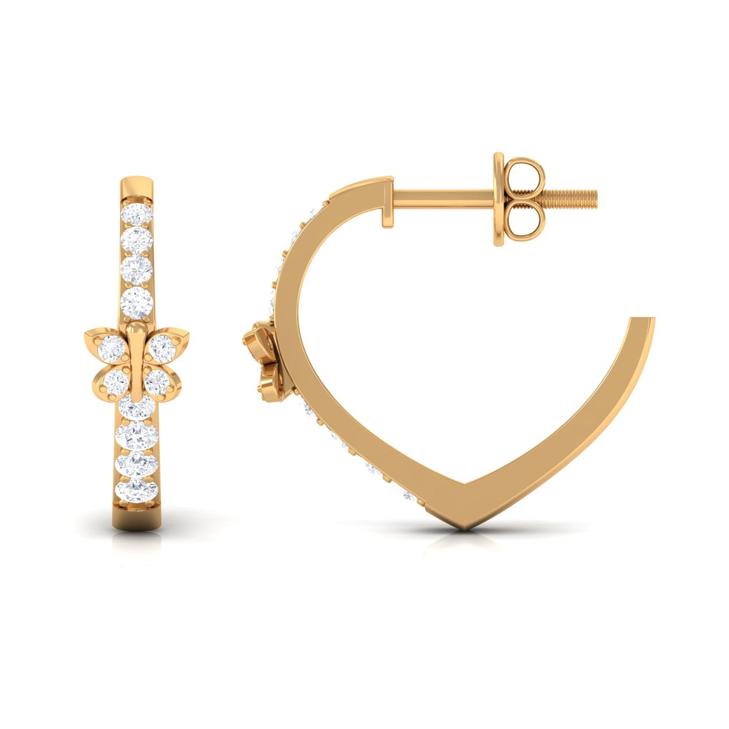 Certified Diamond Butterfly Hoop Earrings