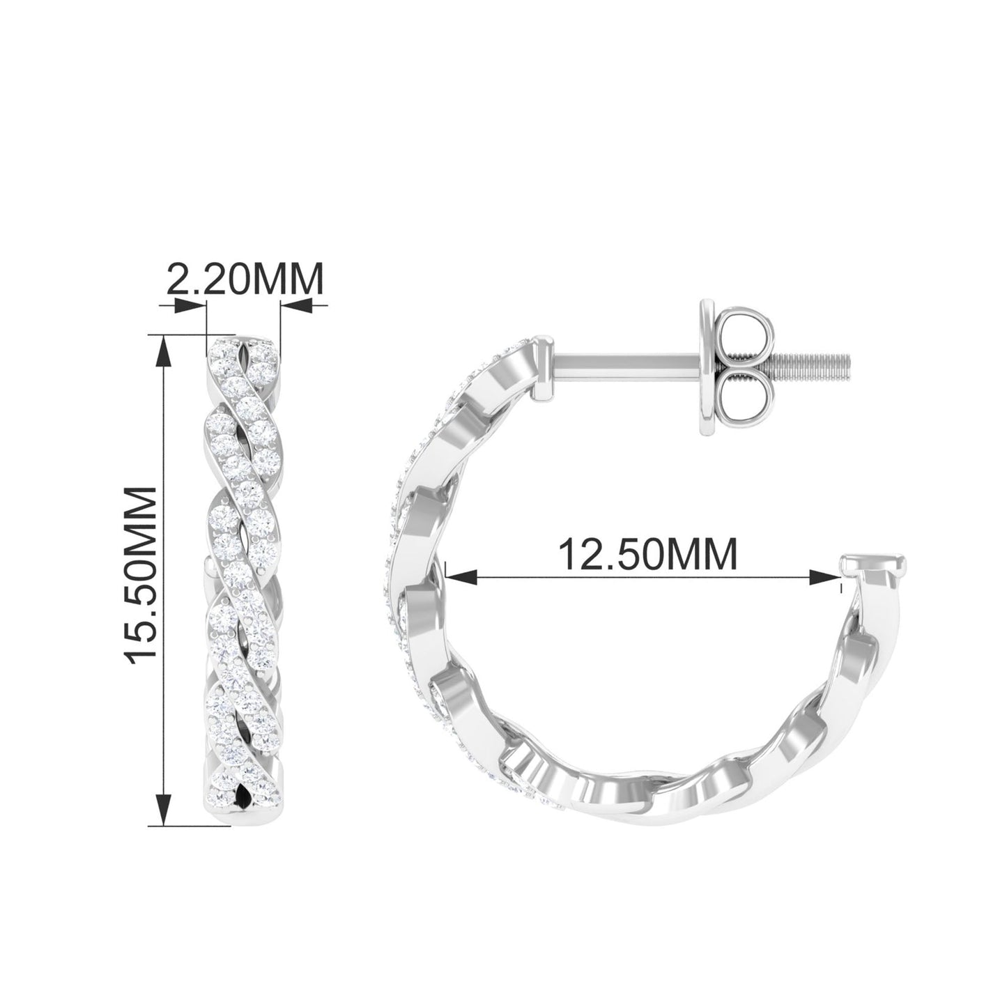 Natural Diamond Infinity Hoop Earrings with Authenticity Certificate