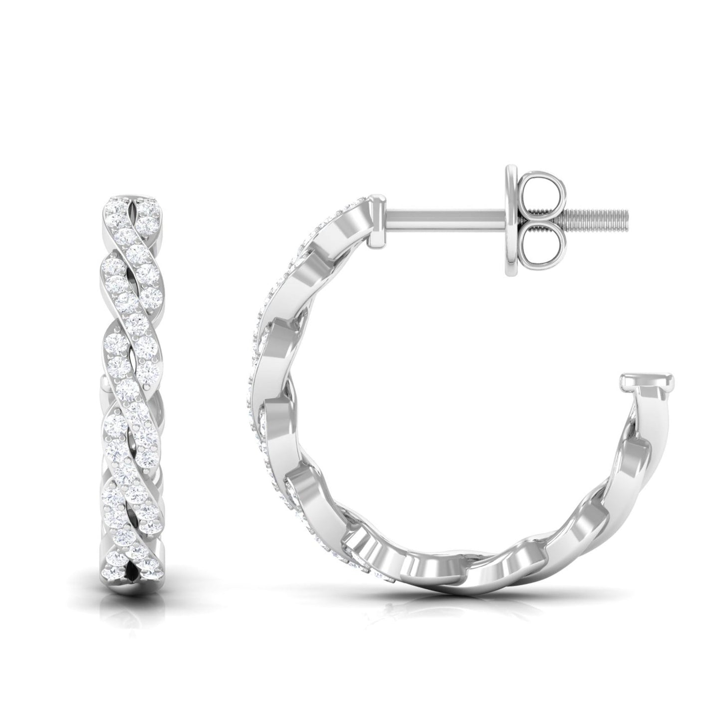 Natural Diamond Infinity Hoop Earrings with Authenticity Certificate