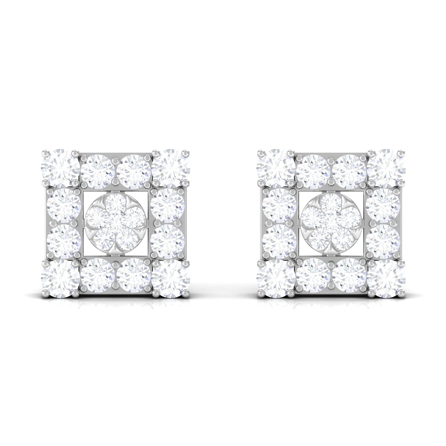 Certified Moissanite Square Stud Earrings