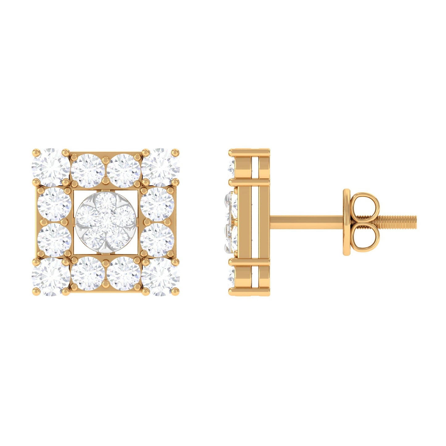 Certified Moissanite Square Stud Earrings