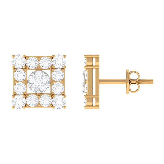 Certified Moissanite Square Stud Earrings