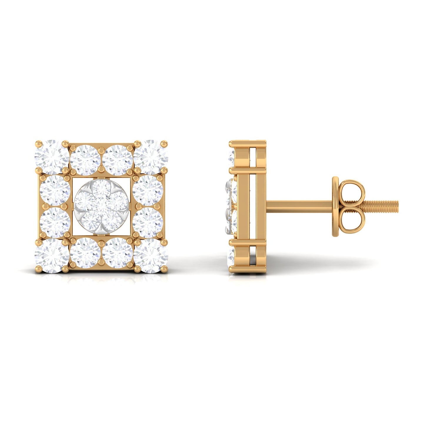 Certified Moissanite Square Stud Earrings