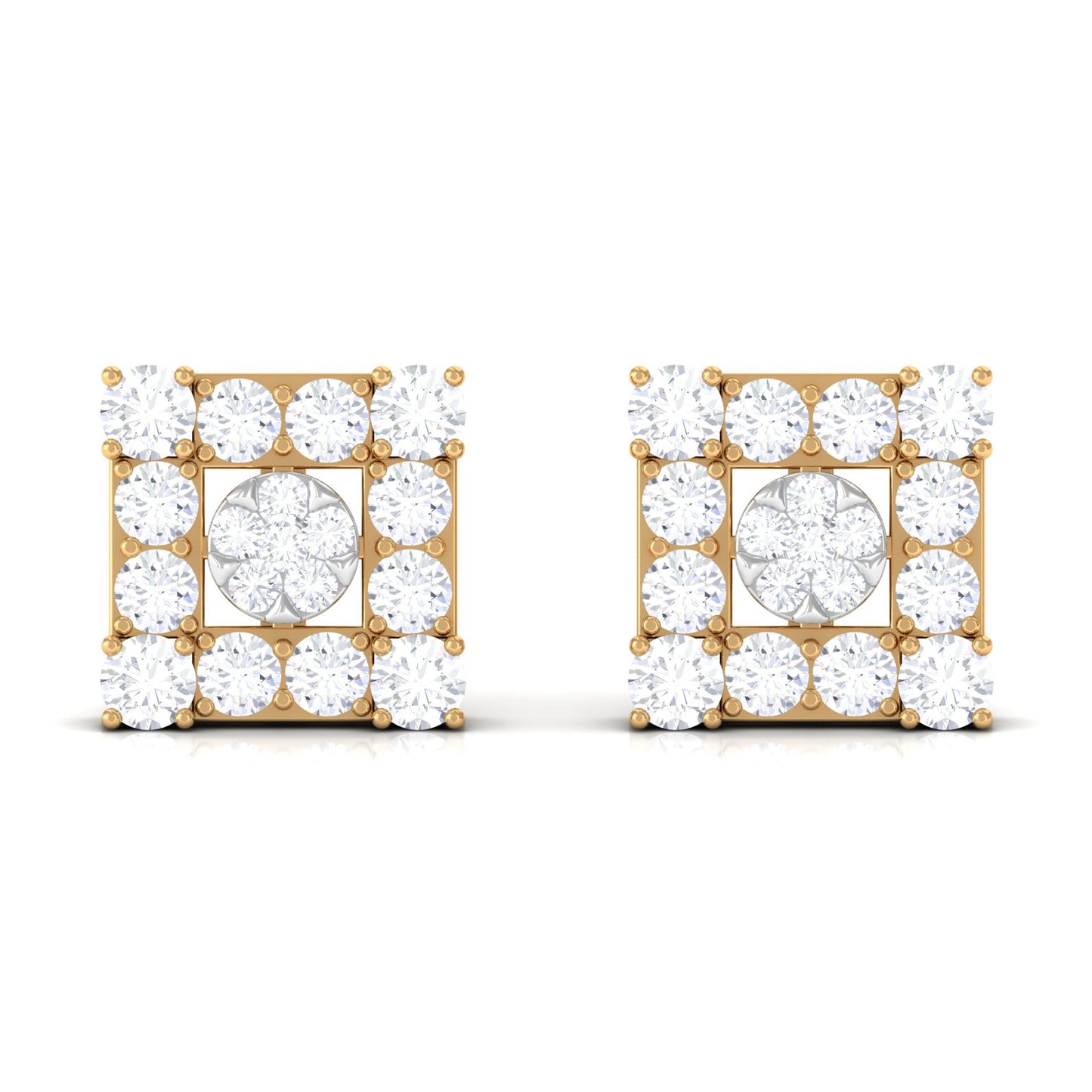 Certified Moissanite Square Stud Earrings