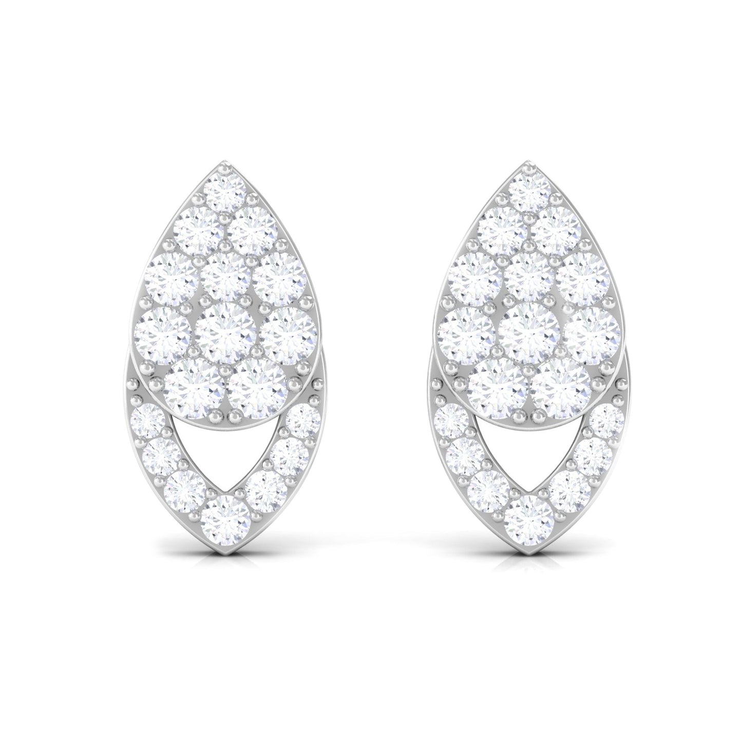 Round Cut Natural Diamond Unique Stud Earrings