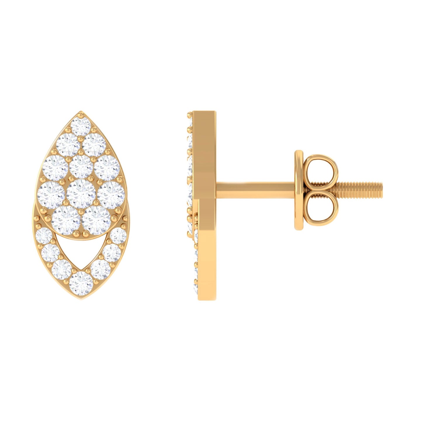 Round Cut Natural Diamond Unique Stud Earrings