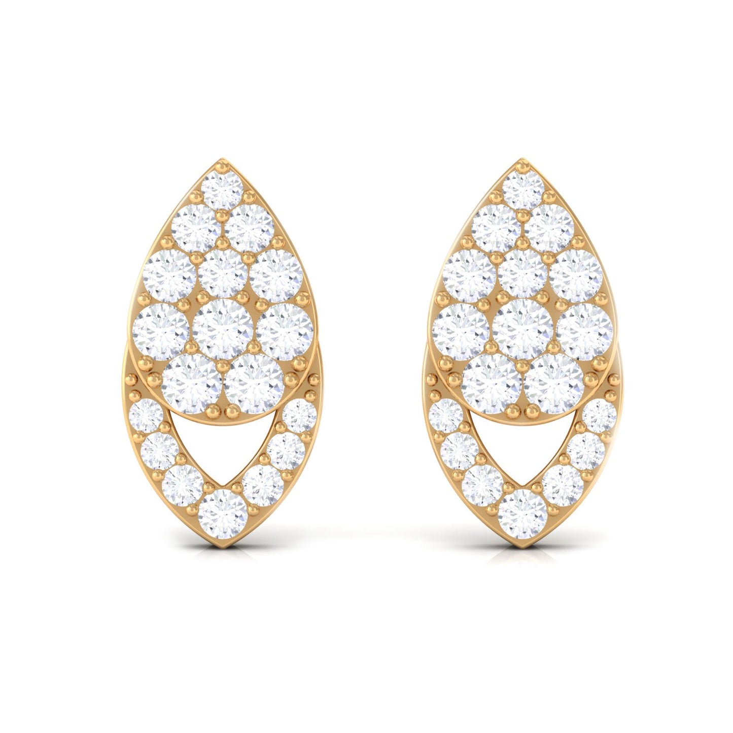 Round Cut Natural Diamond Unique Stud Earrings