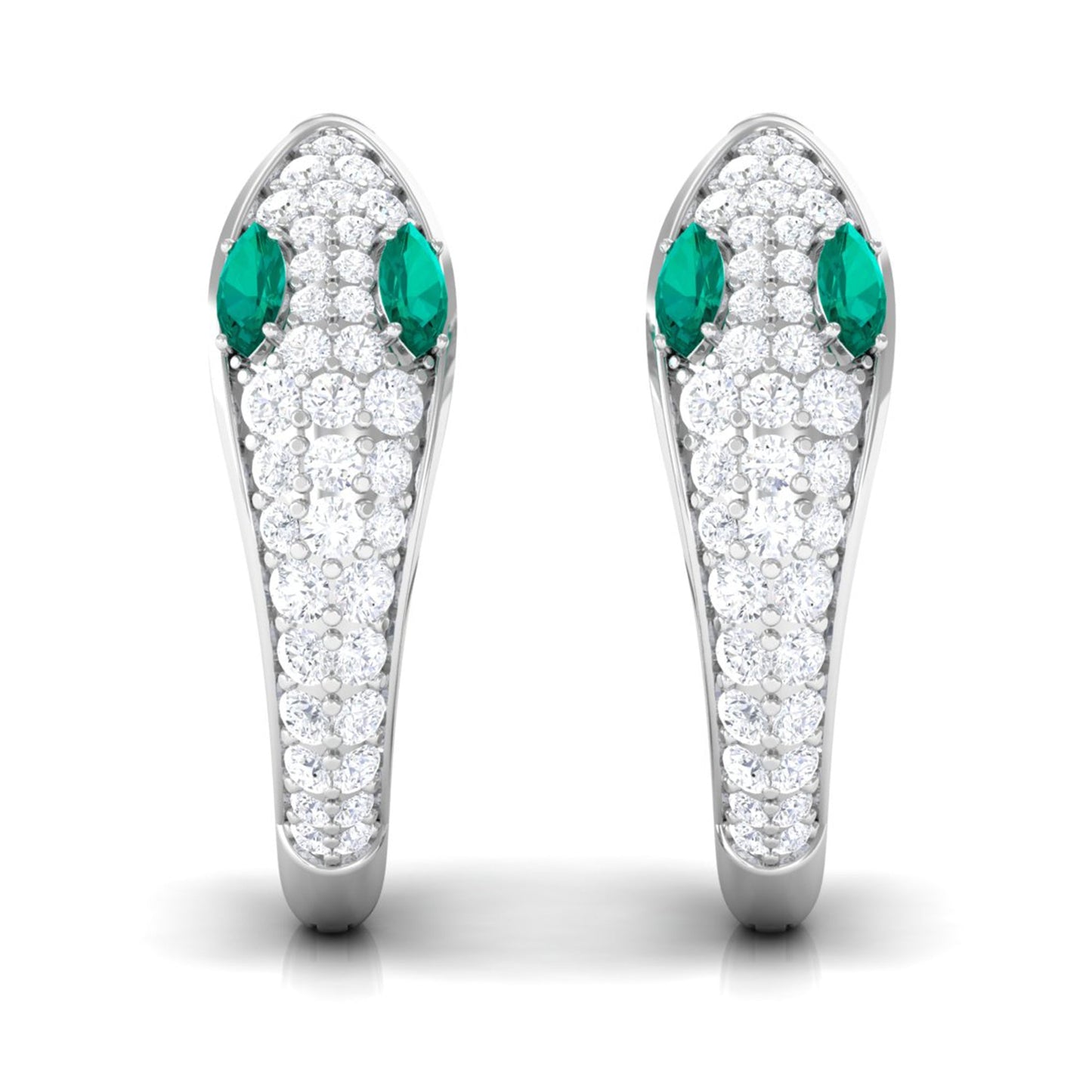 Emerald and Diamond Snake Hinged Hoop Earrings