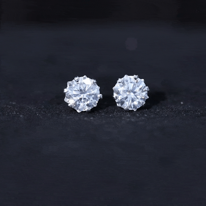 Round 2.7 Carat Moissanite Solitaire Stud Earrings in Sterling Silver